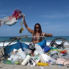 Beach Cleanup 6-22-13 Balloons, plastic, netting, beach chair and styrofoam cleaned up off beach