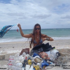 Beach Cleanup 7-13-13 Plastic, balloons, fishing line and styrofoam on beach