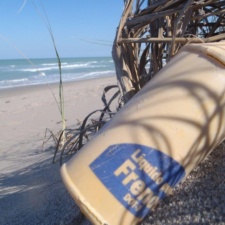 Plastic Pollution Foreign Brake Fluid Plastic Bottle on Beach