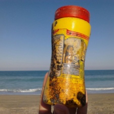 Plastic Pollution Plastic Bottle from South America Trash on Florida Beach