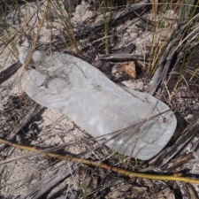 Plastic Pollution Real old plastic bottle way back behind the dunes