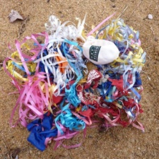 Ella Bay, North Queensland latex balloons and ribbons polluting Ella Bay, North Queensland