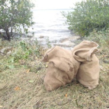 Indian River Lagoon plastic bottles and other trash from the edge of the Indian River Lagoon
